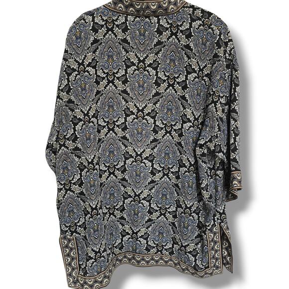 Max Studio Women’s Black Paisley Open Front Cardigan Kimono – Size M - Picture 4 of 8